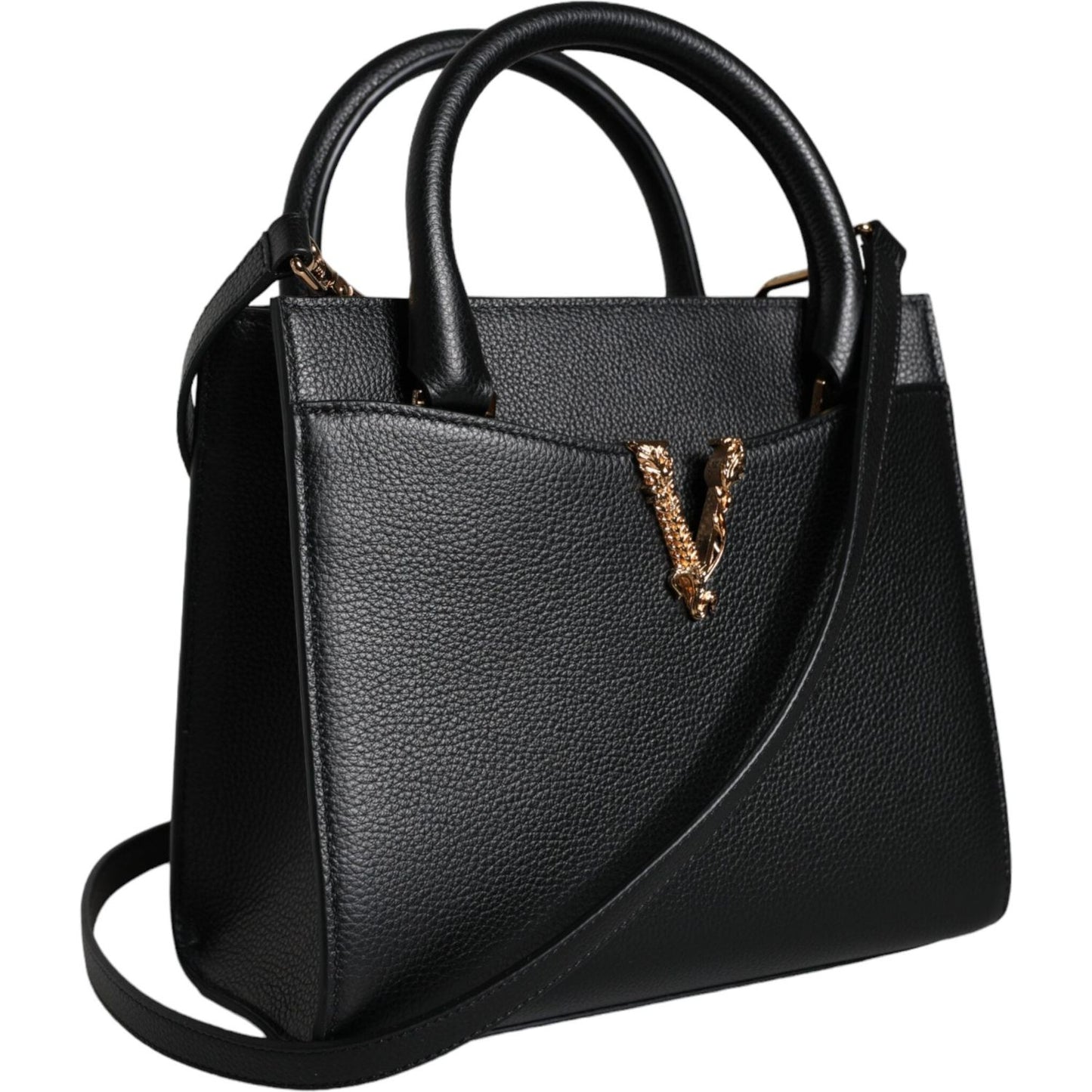 Versace Black Small Leather TopHandle Shoulder Crossbody Bag BAG1599