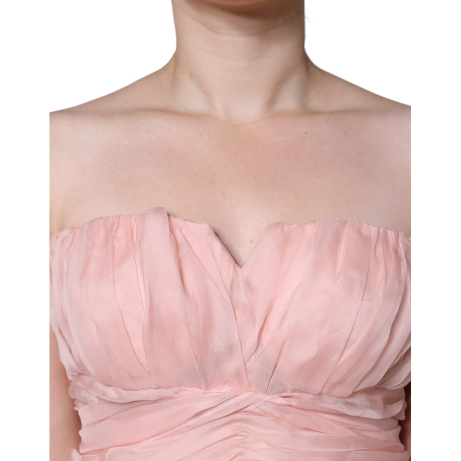 Dolce & Gabbana Pink Silk Strapless Maxi A-line Gown Dress