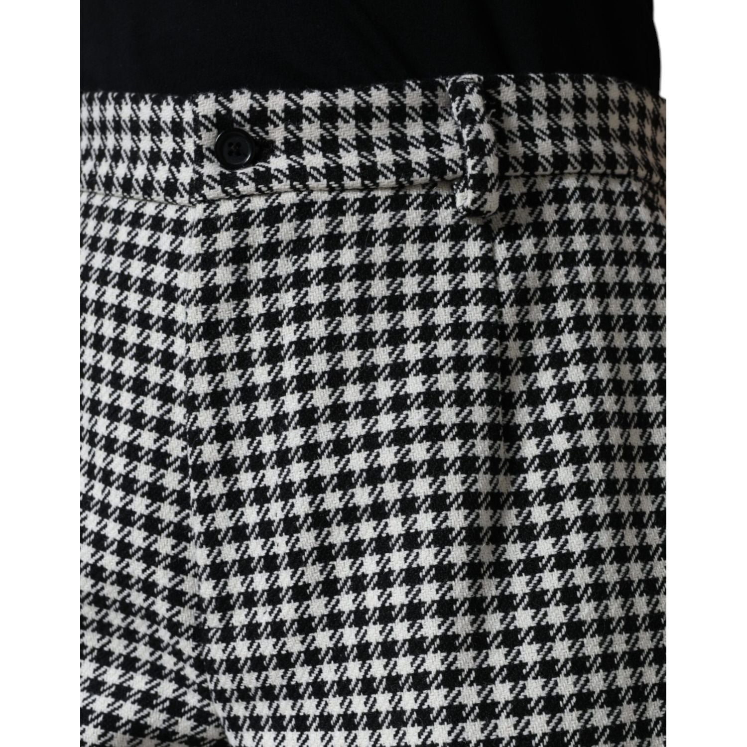 Dolce & Gabbana Black White Houndstooth Cropped Wide Leg Pants