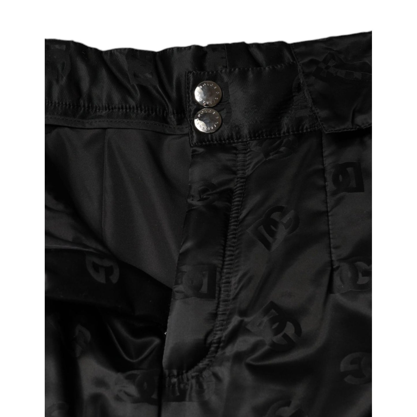 Dolce & Gabbana Black Quilted High Waist Women Wide Leg Pants