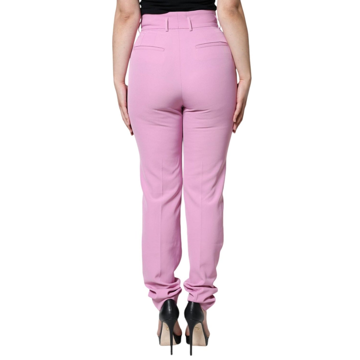 Dolce & Gabbana Pink Polyester High Waist Women Tapered Pants