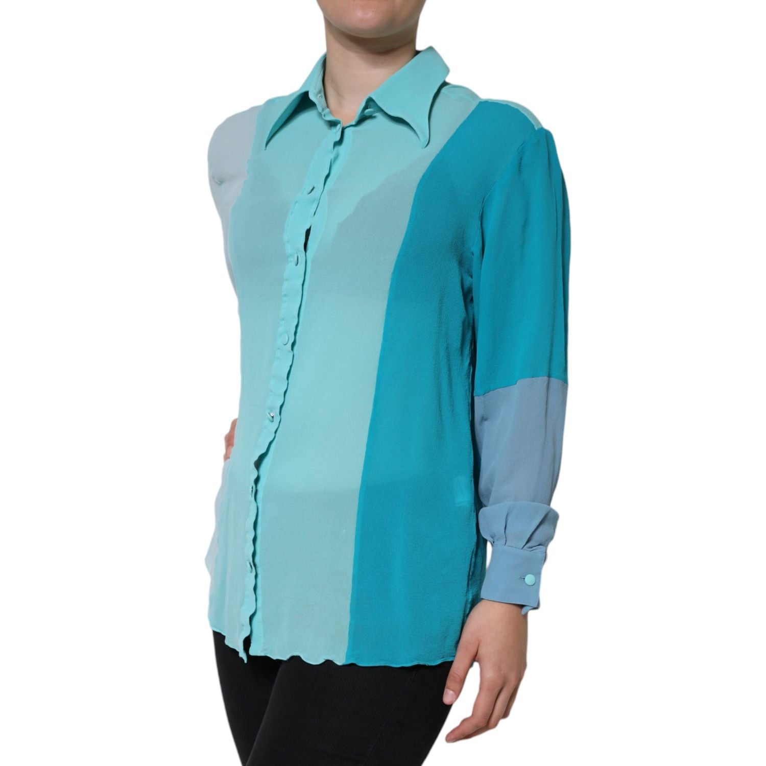 Dolce & Gabbana Multicolor Long Sleeve Button Blouse Top