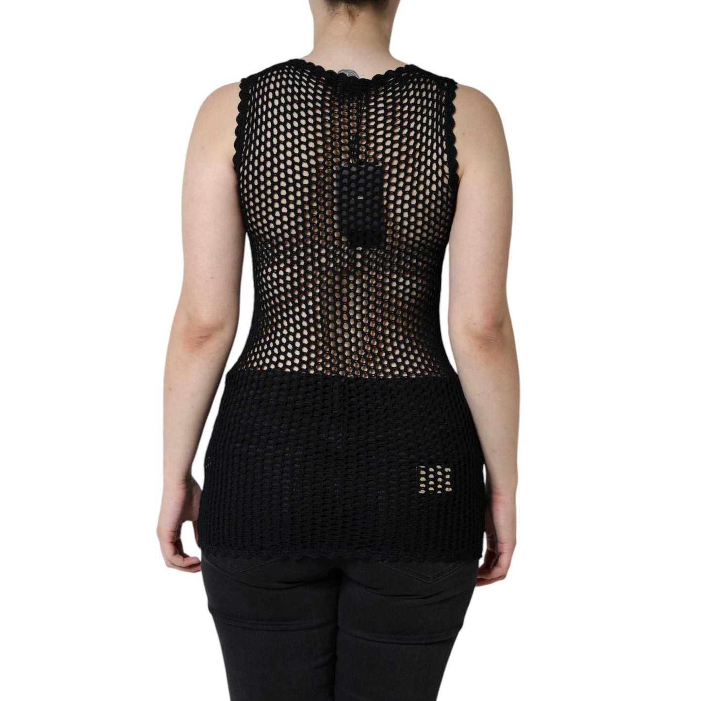 Dolce & Gabbana Black Mesh See Through Sleeveless Tank Top