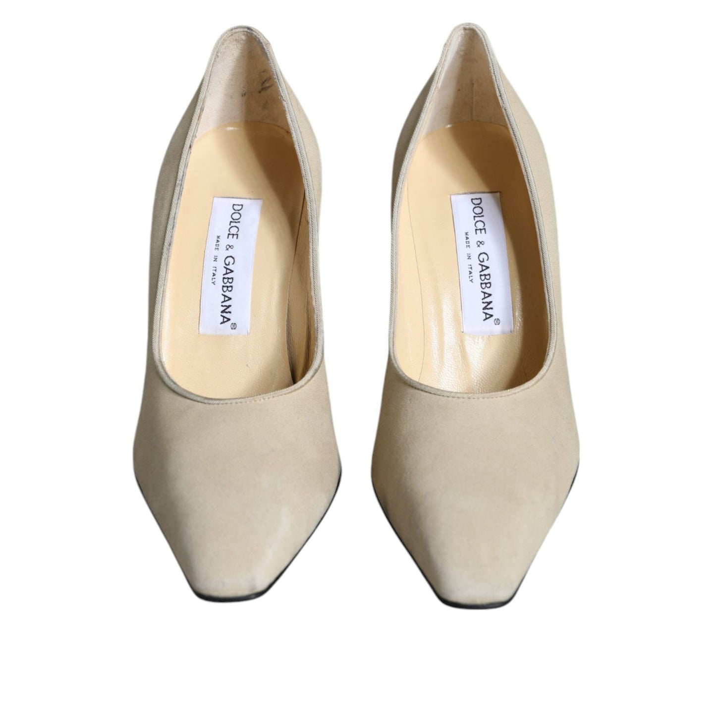 Dolce & Gabbana Beige Suede Leather High Heels Pumps Shoes