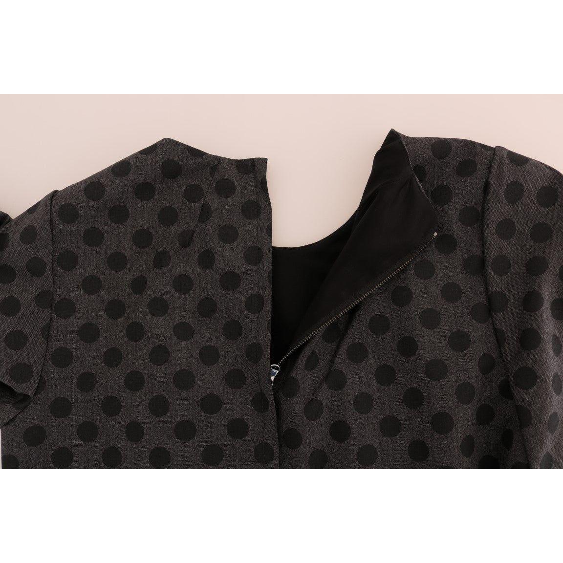 Dolce & Gabbana Gray Polka Dotted Wool Stretch Dress DR1213-1