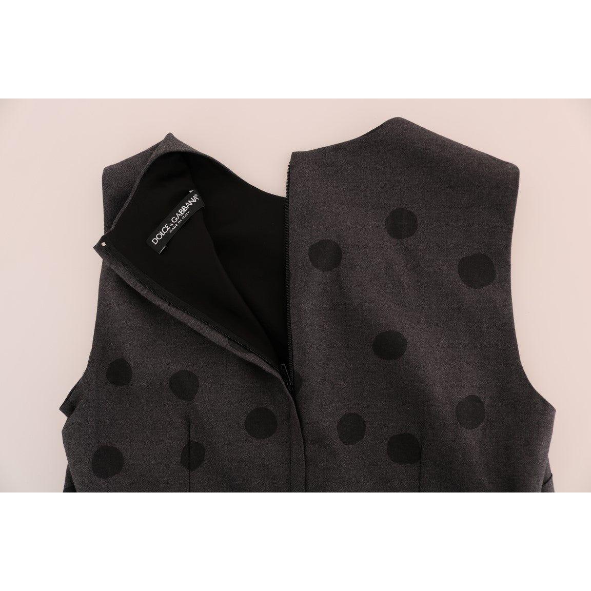Dolce & Gabbana Gray Polka Dotted Sheath Wool Dress DR1214-1