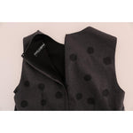 Dolce & Gabbana Gray Polka Dotted Sheath Wool Dress DR1214-1