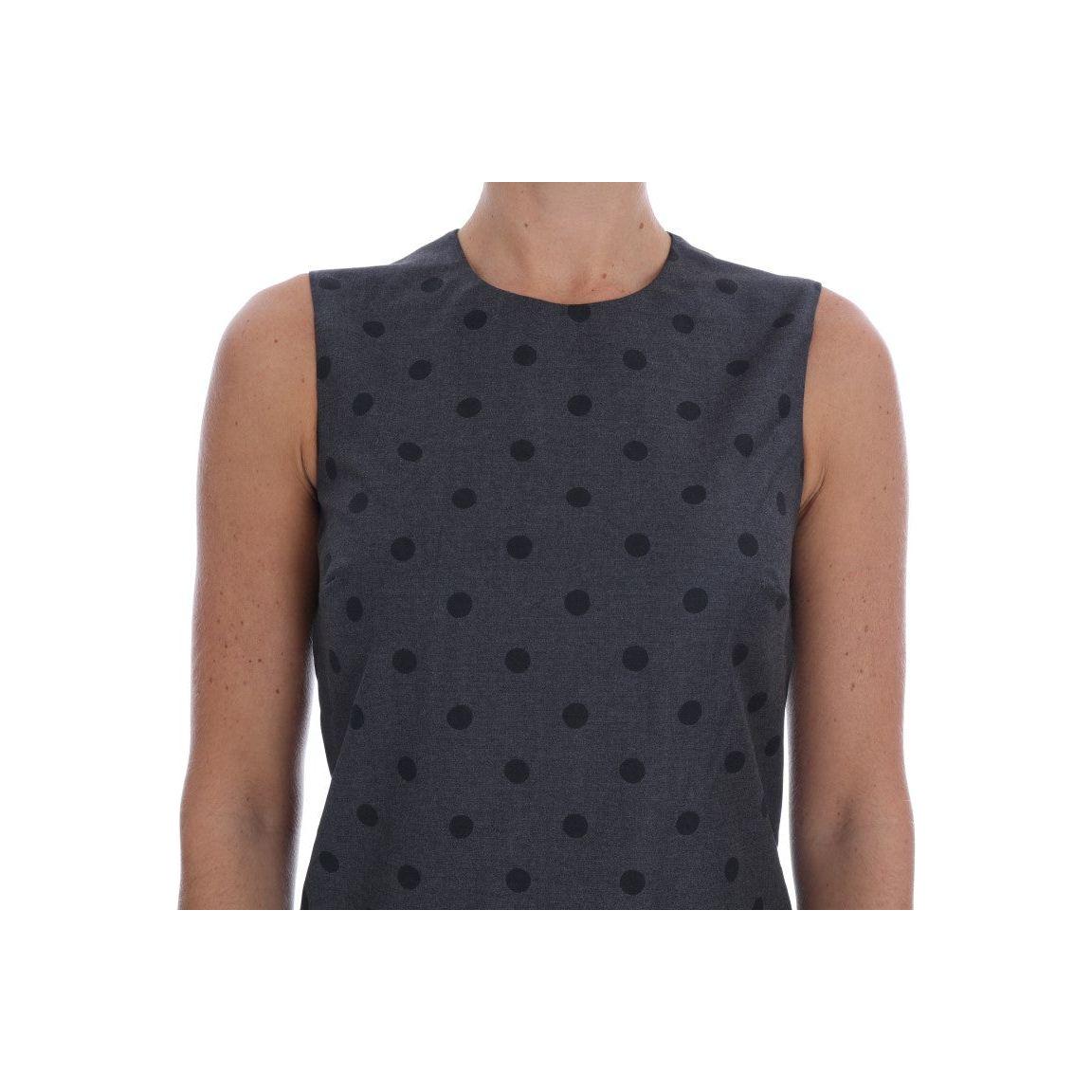 Dolce & Gabbana Gray Polka Dotted Sheath Wool Dress DR1215-1
