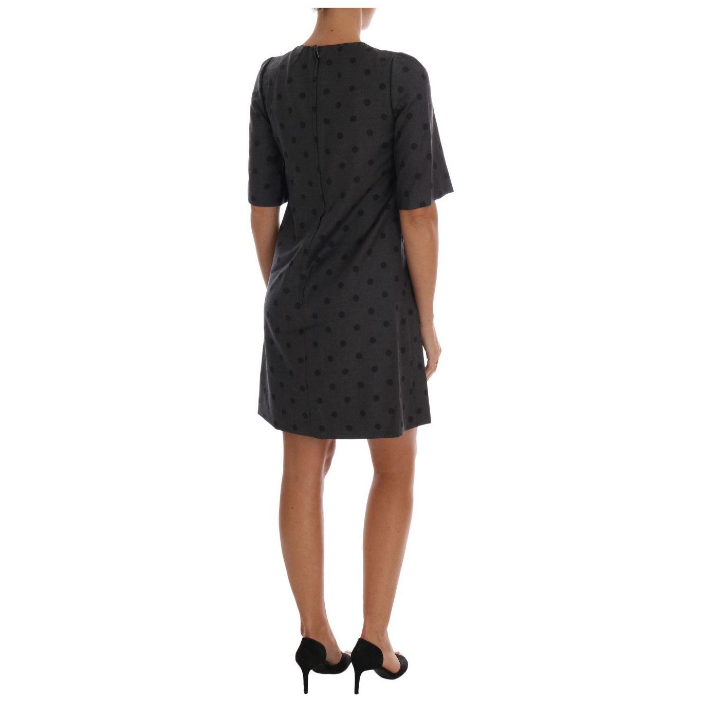 Dolce & Gabbana Gray Polka Dotted Sheath Wool Dress DR1216-1
