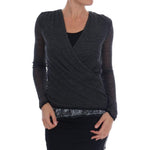 Ermanno Scervino Gray Wool Lace Top Long Sleeved T-shirt TSH1553-1