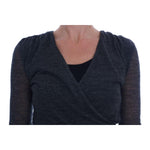 Ermanno Scervino Gray Wool Lace Top Long Sleeved T-shirt TSH1553-1