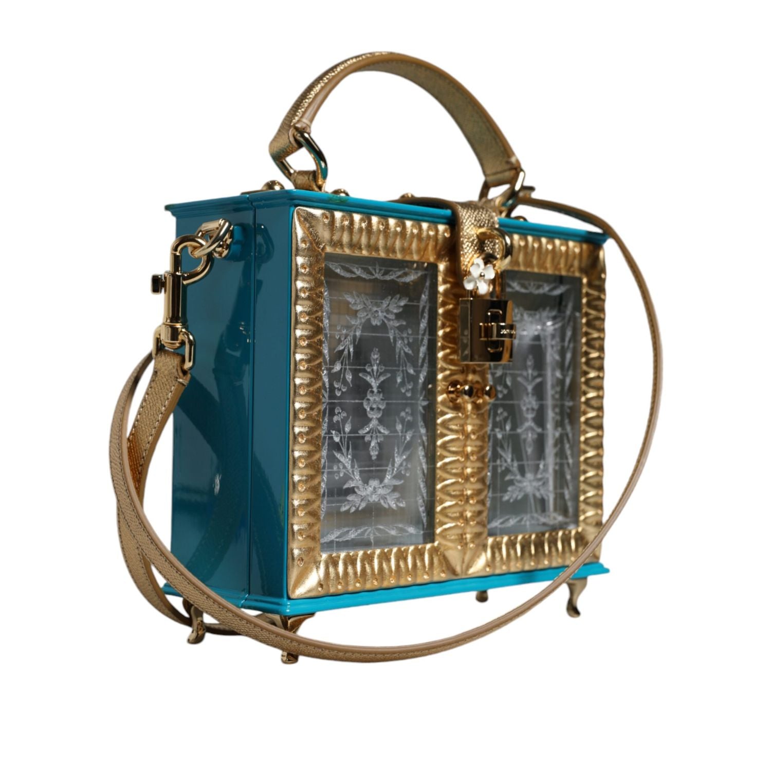 Dolce & Gabbana Multicolor Wood Leather Clutch Shoulder Bag