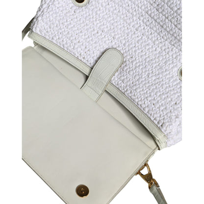 Dolce & Gabbana White Rafia Leather SICILY Crossbody Bag
