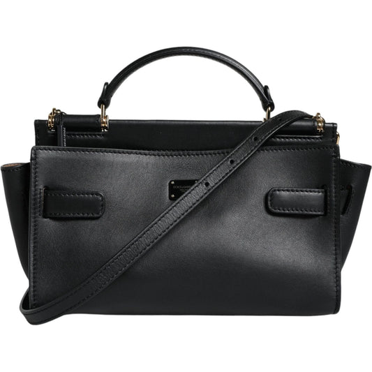 Dolce & Gabbana Black Leather SICILY Top Handle Crossbody Bag Dolce & Gabbana Dark Slate Gray
