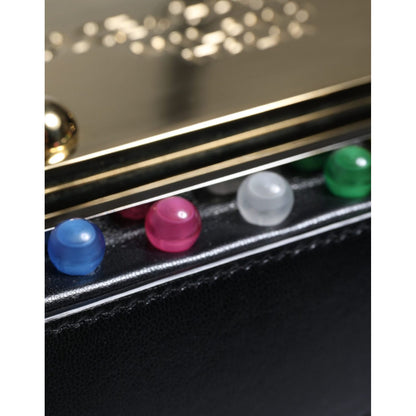 Dolce & Gabbana Black Leather LED Logo Belt Waist Fanny Pack Bag