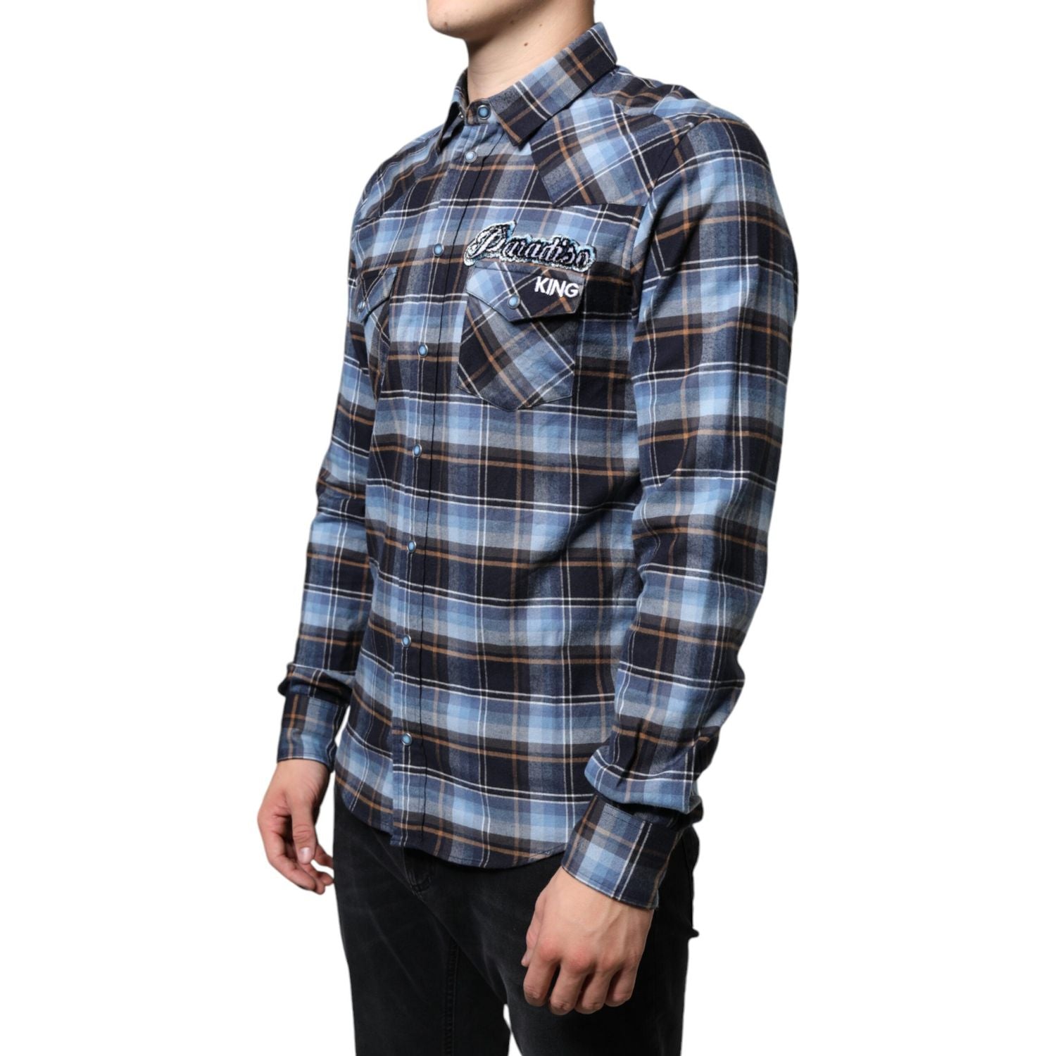 Dolce & Gabbana Multicolor Checkered Paradiso Patch Slim Fit Shirt