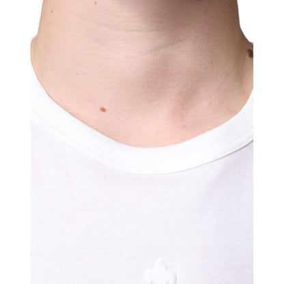 Dolce & Gabbana White Logo Embossed Cotton Crewneck T-shirt