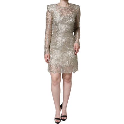 Dolce & Gabbana Gold Floral Lace A-line Sheath Mini Dress