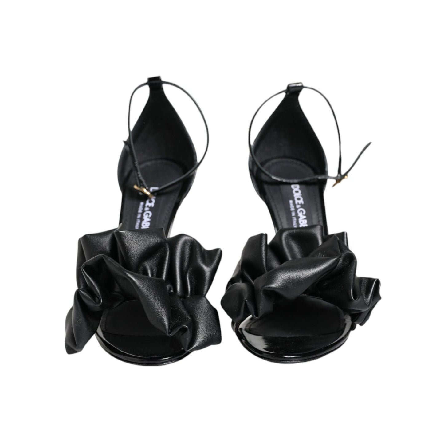 Dolce & Gabbana Black Leather Ankle Strap Heel Sandals Shoes