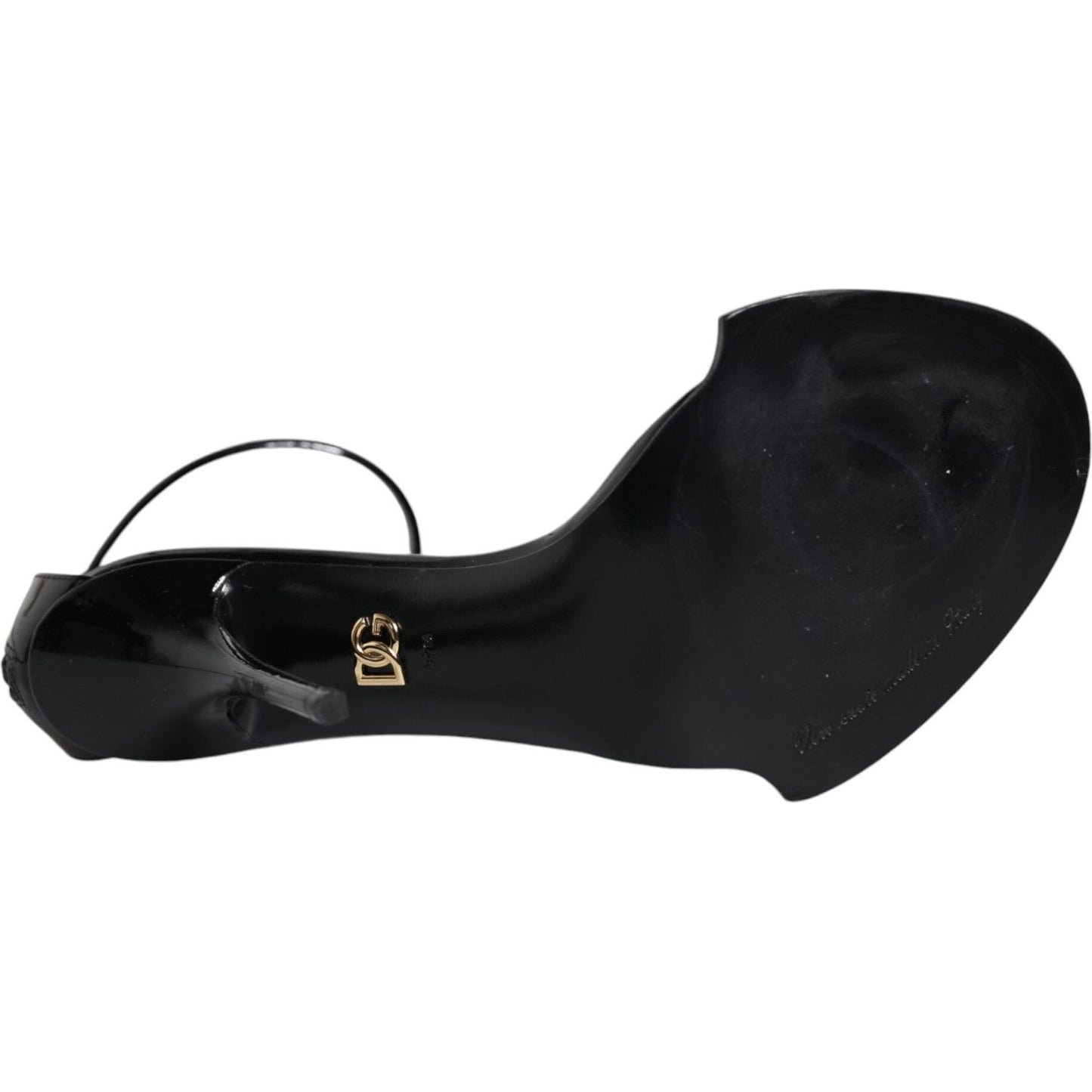 Dolce & Gabbana Black Keira Leather Faux Pearl Sandals Heels Shoes