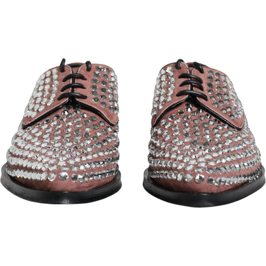 Dolce & Gabbana Brown Strass Embellished Derby Dress Shoes Dolce & Gabbana Dim Gray