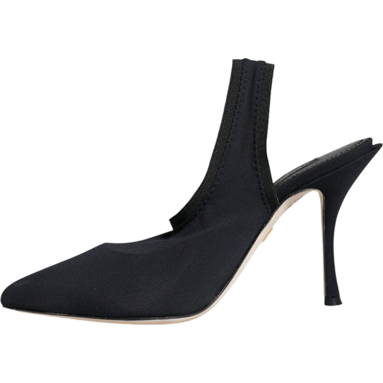 Dolce & Gabbana Black Jersey Stretch Heels Slingback Shoes