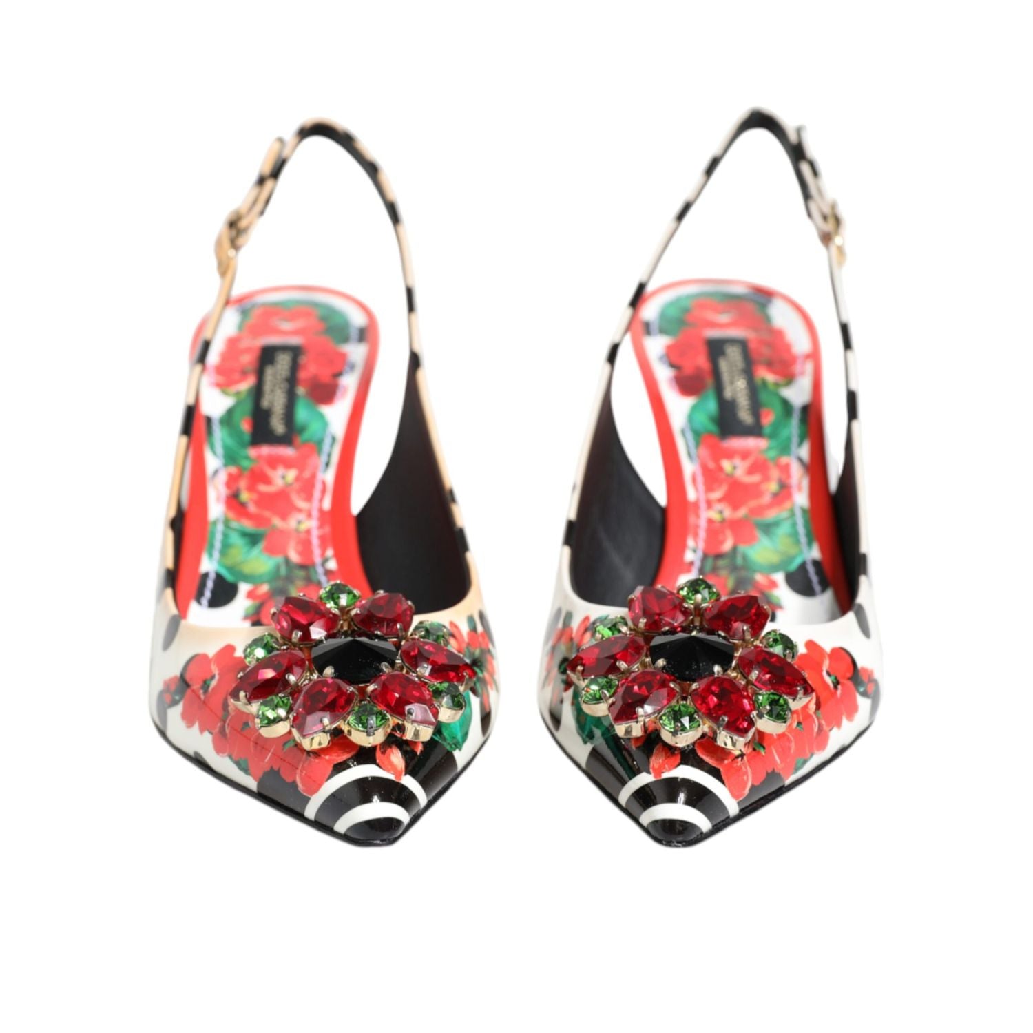 Dolce & Gabbana Multicolor Crystal Heels Slingback Shoes