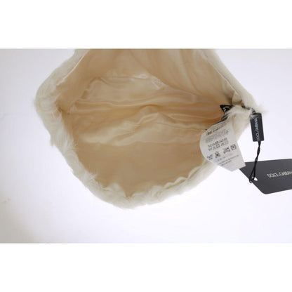 Dolce & Gabbana White Xiangao Lamb Fur Beanie