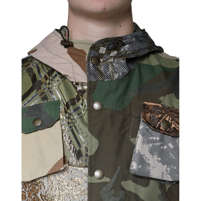 Dolce & Gabbana Multicolor Patchwork Hooded Vest Jacket