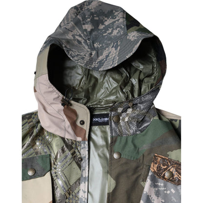 Dolce & Gabbana Multicolor Patchwork Hooded Vest Jacket