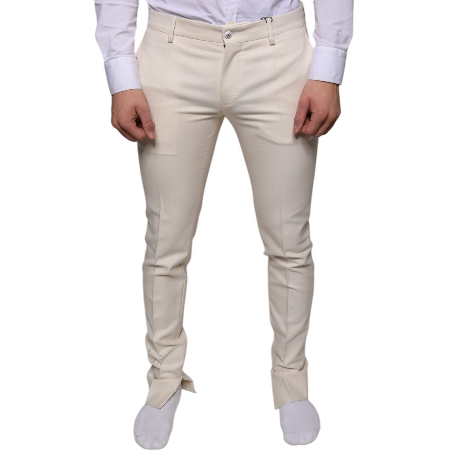Dolce & Gabbana Off White Chino Wool Skinny Pants