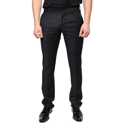 Dolce & Gabbana Black Stripes Skinny Men Dress Pants