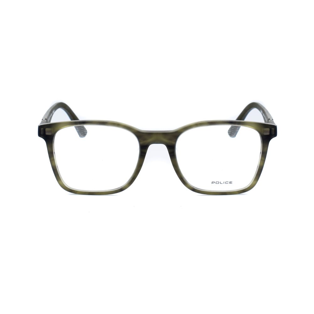 Police Green Plastic Frames, VPLD99-51B6AD glasses with 51/19/145 mm dimensions, green color and plastic material for men.