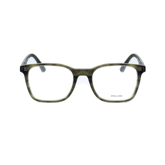 Police Green Plastic Frames for men, model VPLD99-51B6AD, featuring 51/19/145 mm measurements, stylish green eyewear for everyday use.