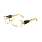 Bottega Veneta Brown Acetate Frames stylish eyewear for women, showcasing gold-tone rectangular design and premium acetate material.