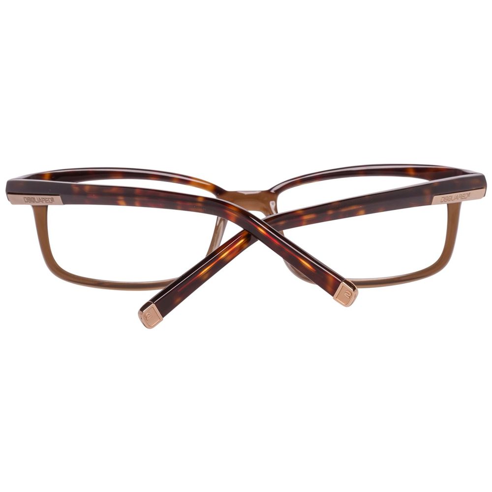 Dsquared² Brown Plastic Frames DQ5034-056-53, brown glasses with measurements 53/17/140 mm, front view.