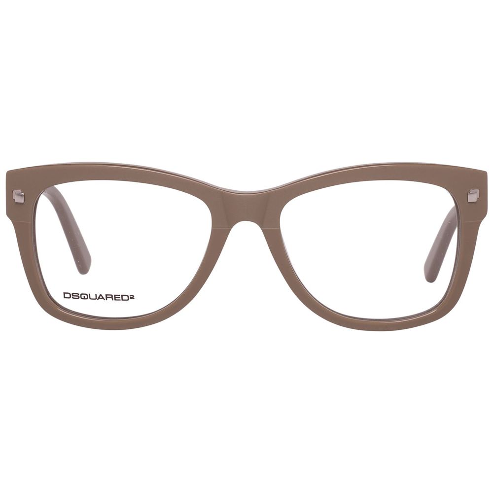 Front view of Dsquared² Brown Plastic Frames eyeglasses model DQ5136-057-51, made from quality plastic material, displaying brand logo on temple.