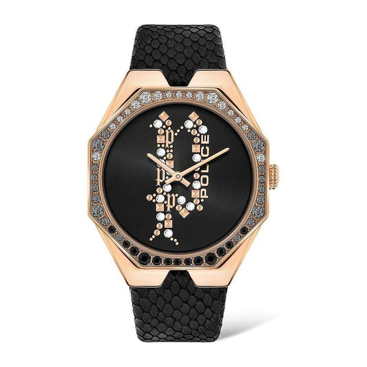 Police Black Leather Dress Watch