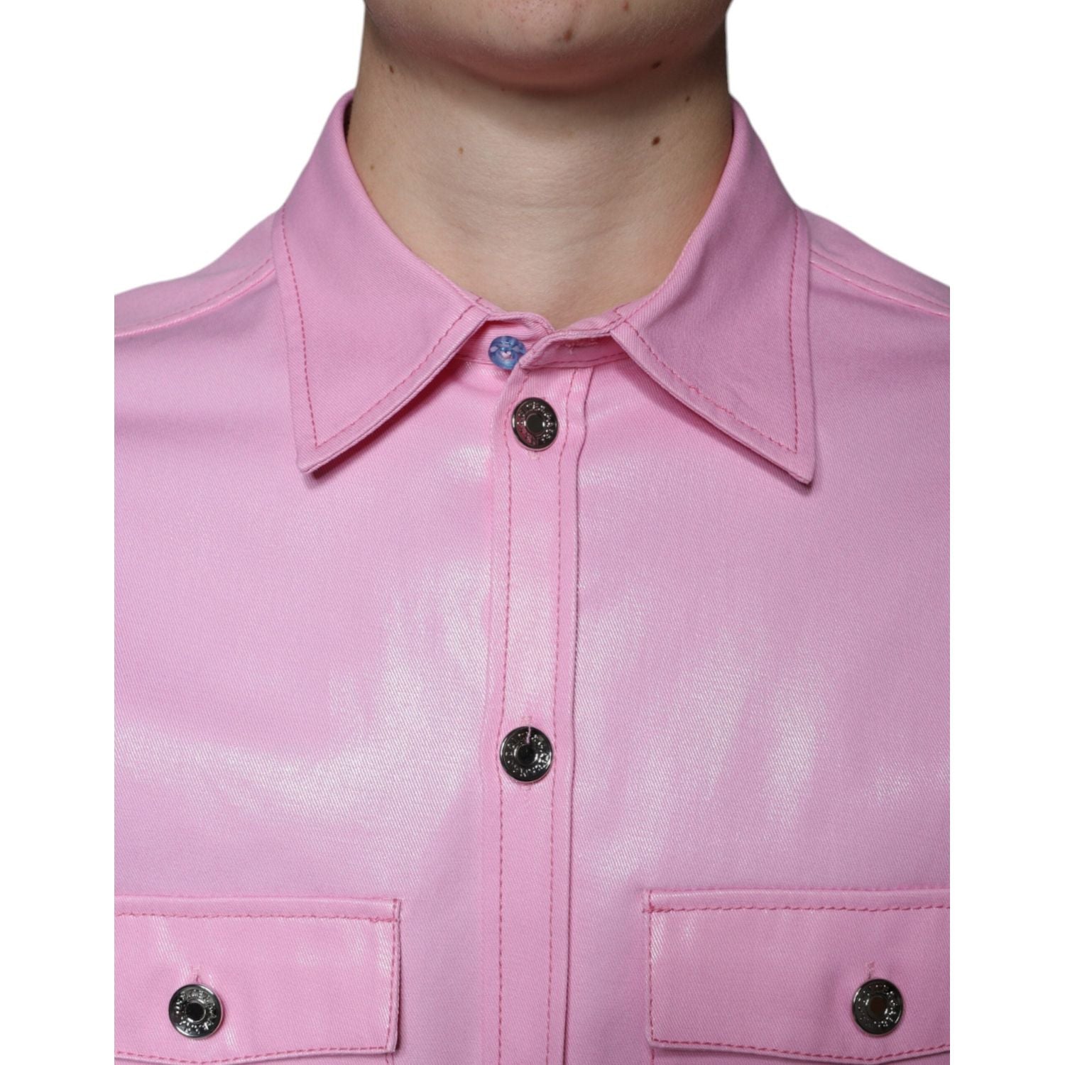 Dolce & Gabbana Pink Cotton Collared Button Down Shirt
