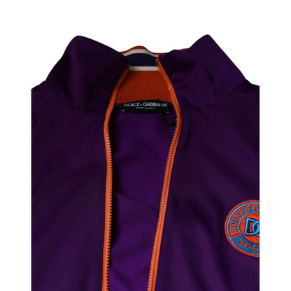 Dolce & Gabbana Purple Polyester Full Zip Long Sleeve Sweater