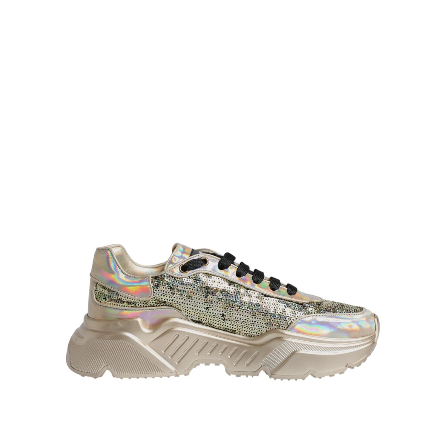 Dolce & Gabbana Gold Sequin Iridiscent Daymaster Sneakers Shoes