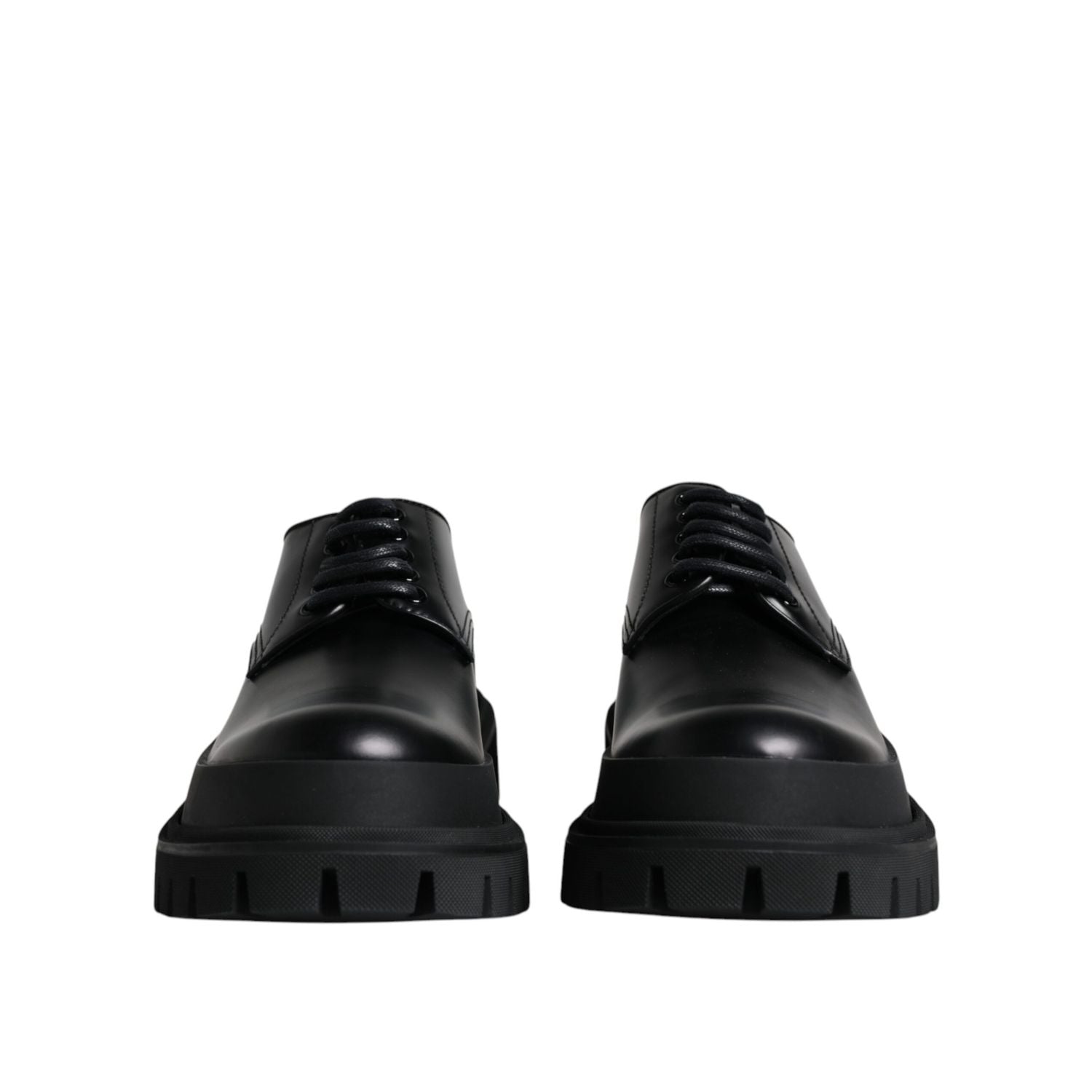 Dolce & Gabbana Black Leather Lace Up Trekking Dress Shoes