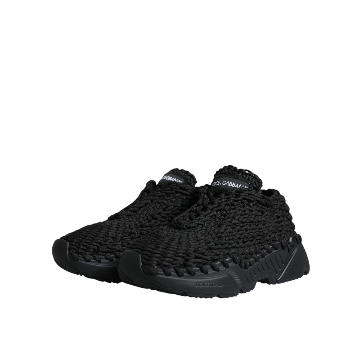 Dolce & Gabbana Black Knitted Daymaster Sneakers Shoes