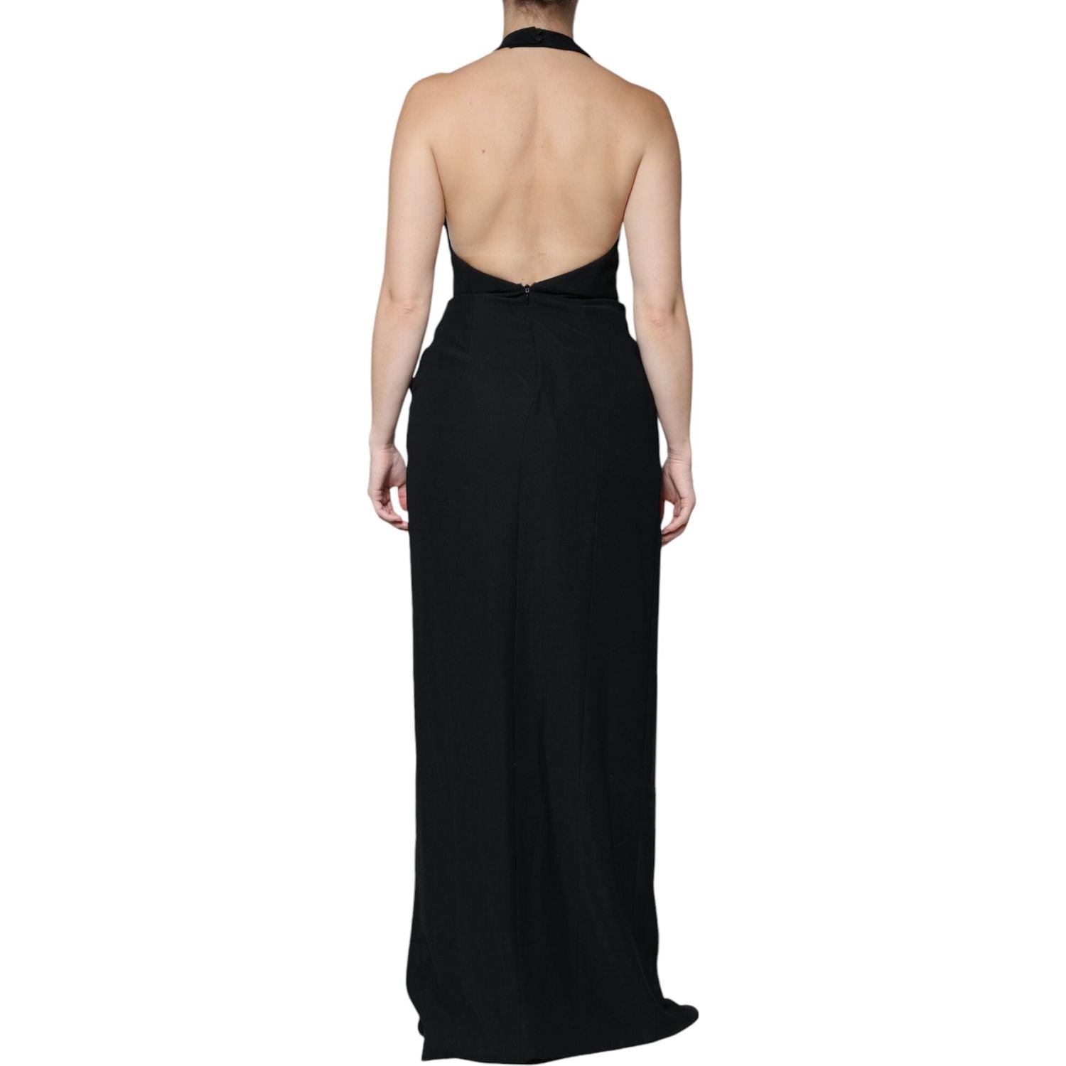 Emporio Armani Black Sleeveless Halter Sheath Long Gown Dress