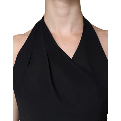 Emporio Armani Black Sleeveless Halter Sheath Long Gown Dress