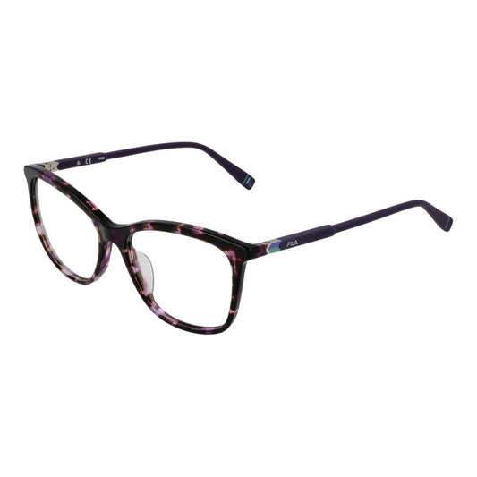 Fila Purple Women Glasses Frame, full-rim square design, cellulose acetate, size 54-16-140 with demo lenses, includes branded case.