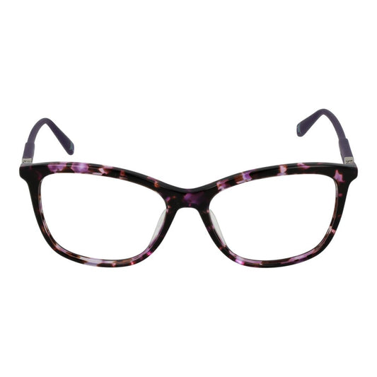 Fila Purple Women Glasses Frame, full-rim square style, cellulose acetate, spring hinge, size 54-16-140, demo lenses, branded case included.
