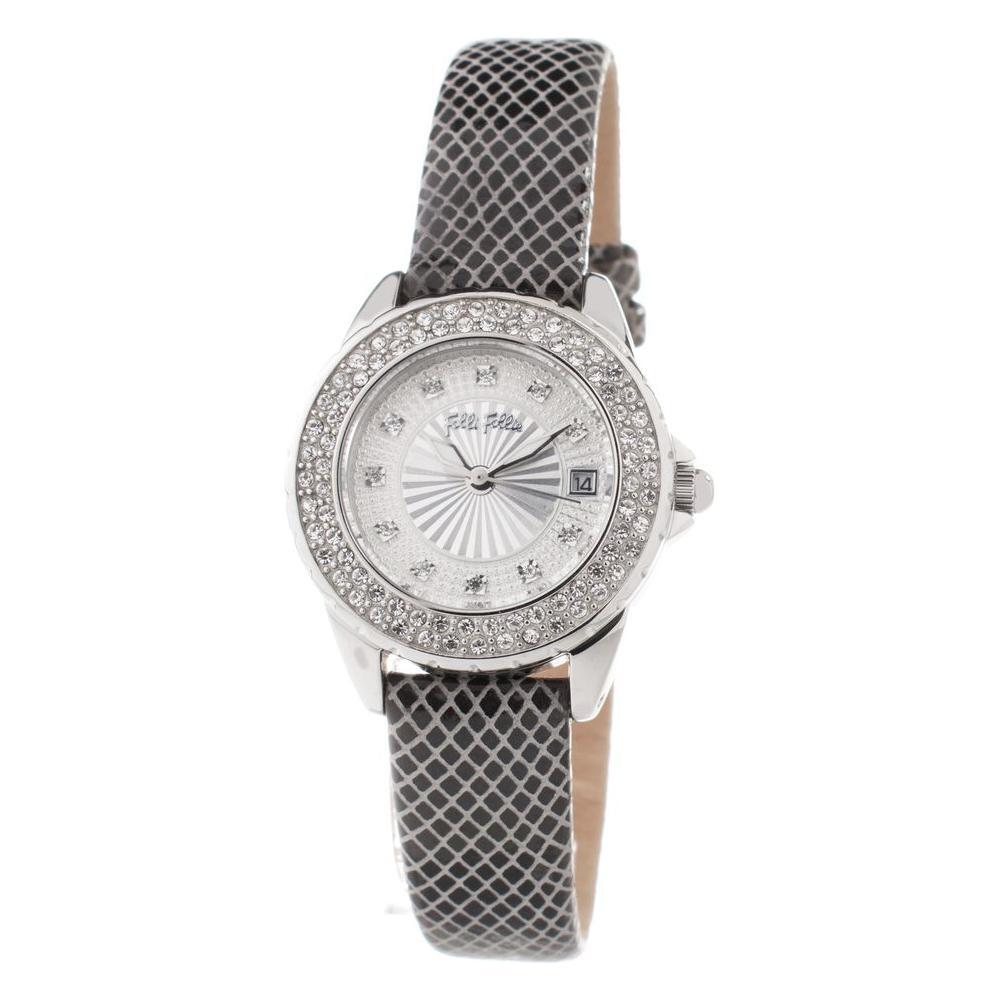 Folli Follie Gray Leather Dress Watch