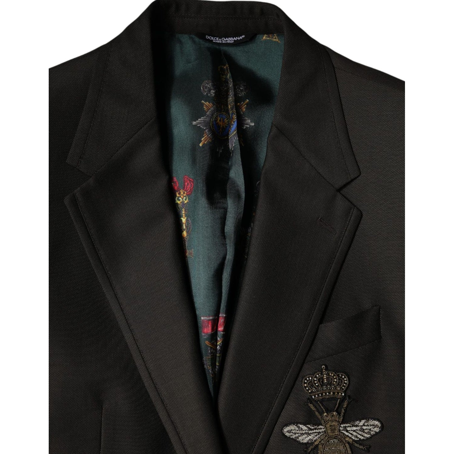 Dolce & Gabbana Blazer Brown Green Bee Wool Jacket Coat