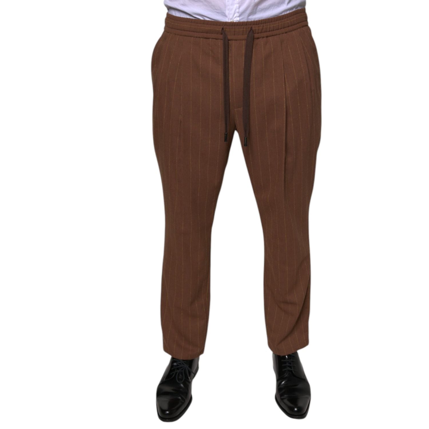 Dolce & Gabbana Brown Stripes Skinny Men Dress Pants